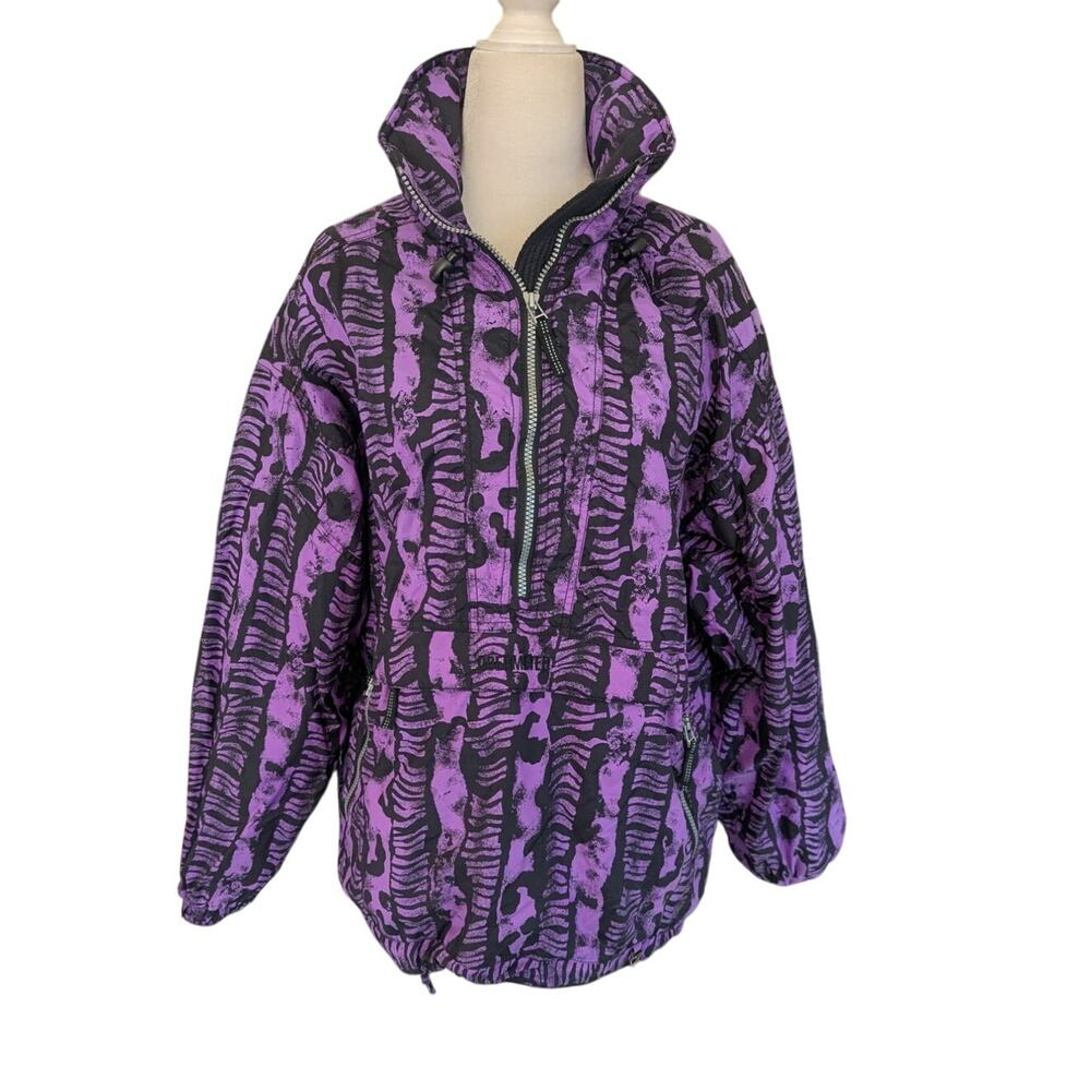 Obermeyer ladies purple black graphic printed hooded New Arc style jacket sz Med
